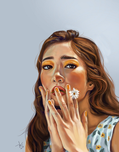 Daisy character digital art digital painting drawing girl illustration mood portrait wacom