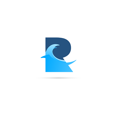 R + Wave blue graphic design icon logo sea splash surf water wave