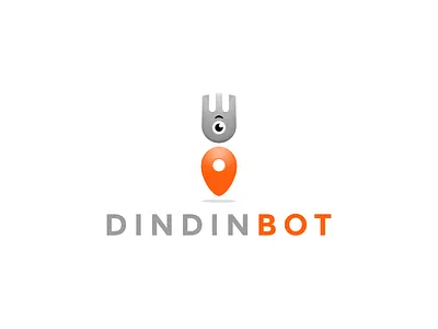 DinDinBot ai app bot branding eat food fork graphic design hotel icon logo robot smart smarthome spoon
