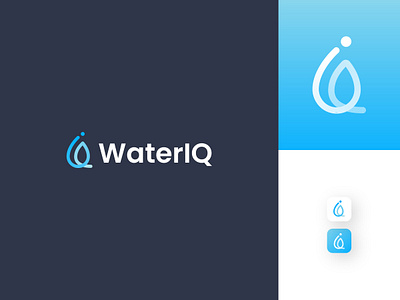 waterIQ blue logo branding design brandinglogo clean logo freelancer gradient logo graphic logo logo logo designer logo logomaker logomaker logosbytamlika mineral water project logo technology water water drop wateriq