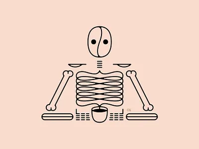 Death by Coffee abstract coffee design flat graphic design icon illustration line art logo minimal skeleton skull vector wit