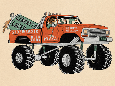 Libertee Lager beer hand drawn hand type illustration monster truck philadelphia raccoon snake typography