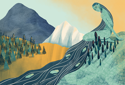 Mountain river illustration