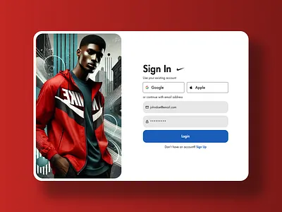 Login Page figma login nike red sign in ui ui design patterns white