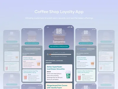 Coffee Shop Loyalty App loyalty points progress bar qr code referrals rewards scheme stepper