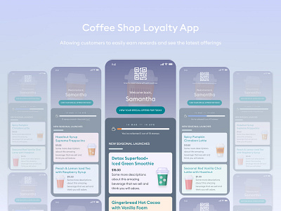 Coffee Shop Loyalty App loyalty points progress bar qr code referrals rewards scheme stepper