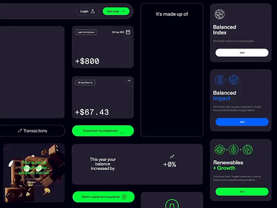 Investment Dashboard Animation balance dark mode dashboard design data visualization digital wallet finance finance reports fintech investing modern ui platform savings transaction ui ui design user friendly user experience user interface uxui web design