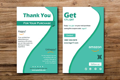 Amazon Thank You Card Design amazon product insert business card design icon invitation card pakage insert post card print item thank you card typography