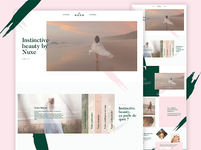 Landing page - Nuxe | Projet fictif beauté branding concept design maquette naturel ui ux