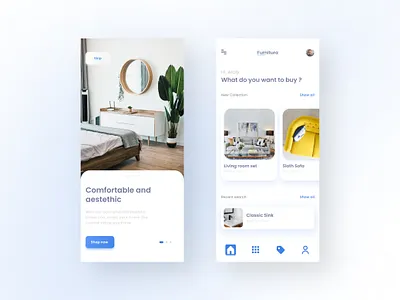 Furniture e-commerce App design flat identity minimal ui uiux