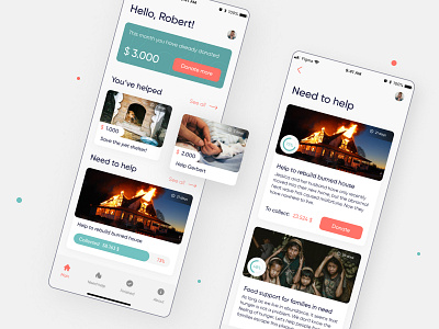 Charity App for a fund "Help together" app app design application charitable fund charity charity app design flat design minimal ui ux