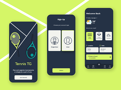 Tennis TG app branding design event illustration minimal plan sport tennis tournament ux vector