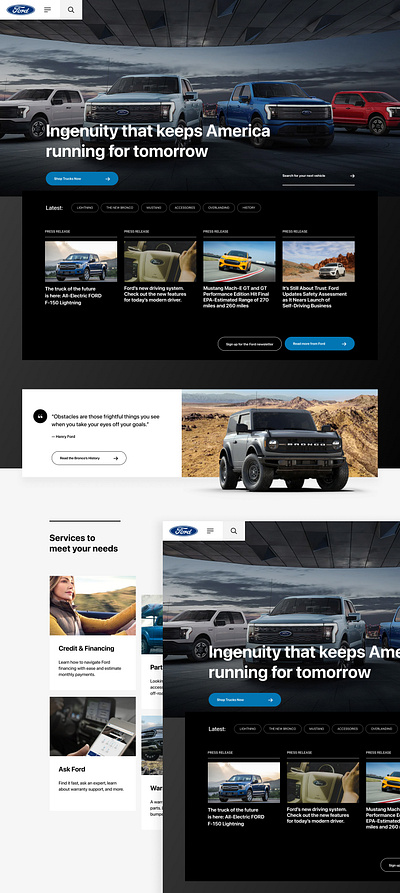 Ford Landing Mockup design ford landing page ui ux web design