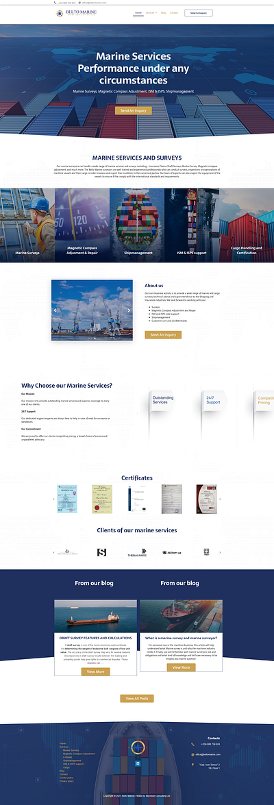 Marine Services / Web Design / reDesign design marine marine survey maritime services stevedoring ui ux website