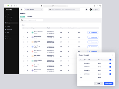 Lastmile System - Receipt delivery figma lastmile logistic product shipping system ui ux web