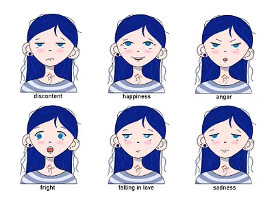 Set of emotions character character design character emotions design digital art digitalart emotions emotions set illistrator illustration set of emotions vector