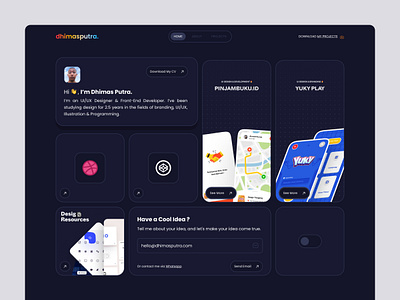 Web Design - Dhimasputra.com dark mode personal website portfolio website ui ux web design