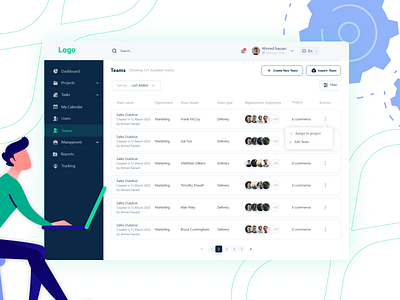 Teams list - Pintaps design ui ux