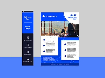Creative flat Travel Flyer Design travel flyer
