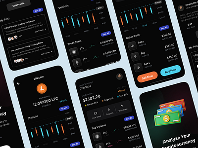 Trading Platform Mobile App analytic app binance bitcoin blockchain crypto crypto currency currency dashboard exchange graph graphic interface investment mobile app trade trading ui ux wallet