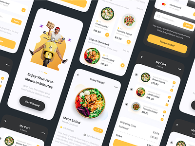 Food Delivery Mobile App app cart deliver delivery delivery service diet ecommerce food food delivery health healthy food interface meals mobile online order pay payment ui ux