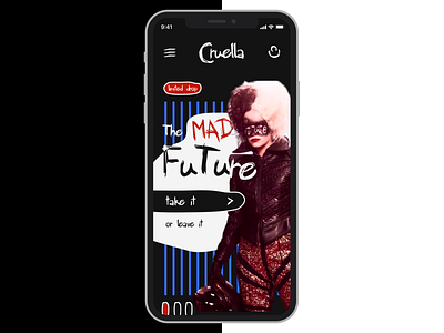 Cruella Mobile Landing Page fashion landing mobile page