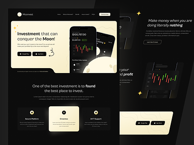Stock investment website clean dark website invest investment stock stock app web design website