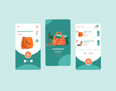 Fashion boutique mobile app fashion boutique graphic desig green mobile app orange product design