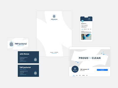 TMP Janitorial: Branding brand identity branding business cards chicago cleaning business digital design female run companies letterhead logo logo design print design small business social media social media design woman owned business