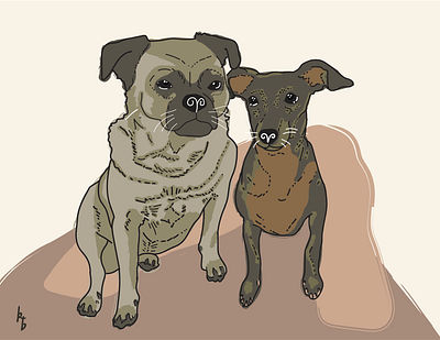 Vinny & Nugget - Pet Portrait Commission digitalpainting graphic design illustration illustrator portrait vector