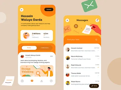 Messages App app chat dashboard icon illusration menu message profile search tab menu ui