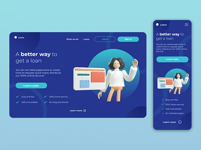 Loans responsive homepage (first look) colorful design home homepage design landing page design ui design ux design web web design