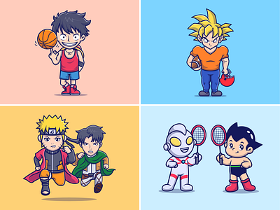 Anime sport👦🏼🏀🏈🏸 anime astroboy badminton ball basket ball cartoon cute cute astroboy figure action holding ball icon illustration logo miniature movie naruto one piece robot run sport