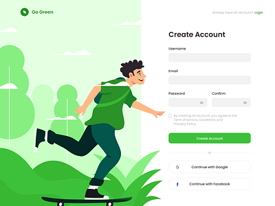 Registration Pages - Freebies Illustration app branding design flat flat illustration go green illustration registration pages ui vector web design website