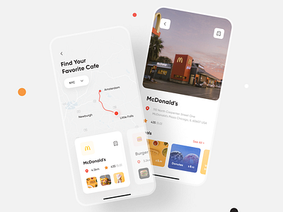 Restaurant Finder App UI Design app appuidesign clean ui design figma iosapp location mapdesign mobile app mobileui modern modernui productdesign ratings restaurant uidesign uiuxdesign ux uxdesign