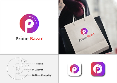 Prime Bazar 3d bazar best logo branding branding lgoo color logo design gradiant graphic design icon identity illustration logo minimal prime top logo typography ui vact logo vector