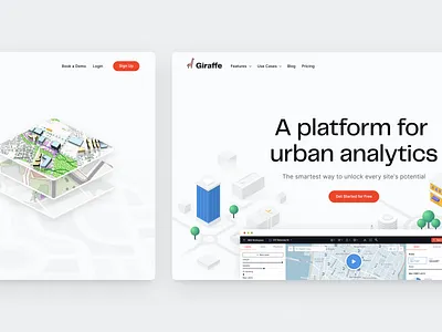 Giraffe Website app architecture building clean dashboard hero illustration isometric landing page map product splash ui ux web website