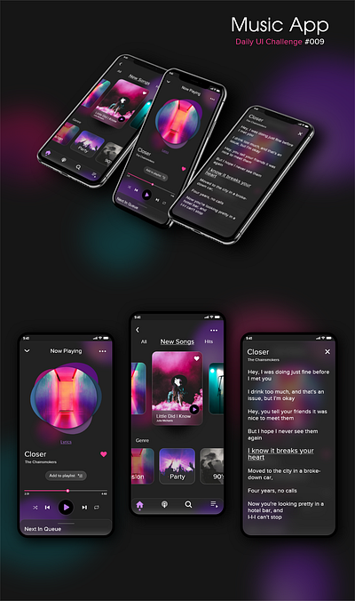 Music App dark theme ux