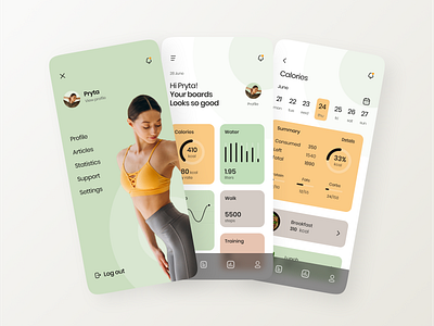 Health Assistant App activity tracking app app design assistant app branding branding design clean design graphic design health app health assistant healthy healthy life manage modern nutrition ui ux website