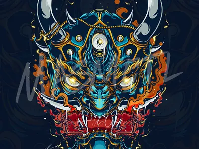 DRAGON ONI MASK ILLUSTRATION amazing art artist artwork cool dragon illustration japanese onimask unique
