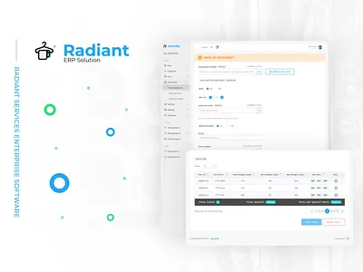 💼 Radiant Services ERP Software clean company dashboard erp erp software financial form interface invoicing management minimal planning platform product schedule sorting table ticketing ui ux