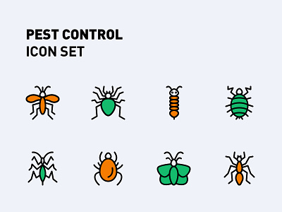 Pest Control Icon Set branding bugs design graphic design icon icon design icon set iconography icons illustration insects logo pest pest control pest management