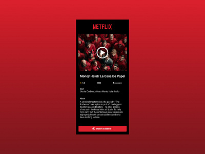 Money Heist TV App design figma figmadesign moneyheist ui ux