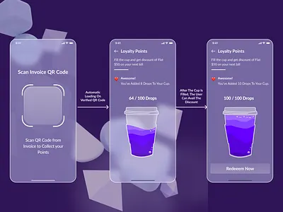 Loyalty Points UX Flow daily 100 challenge dailyui glassui mobile app ui ui ux uichallenge uxdesign uxflow
