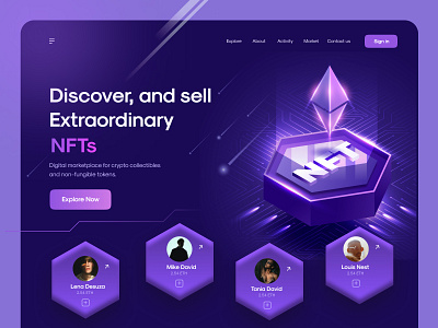 NFT Landing Page Design clean design digital illustration landing landing page landing page design minimal project ui uiux ux web website website design websitedesign