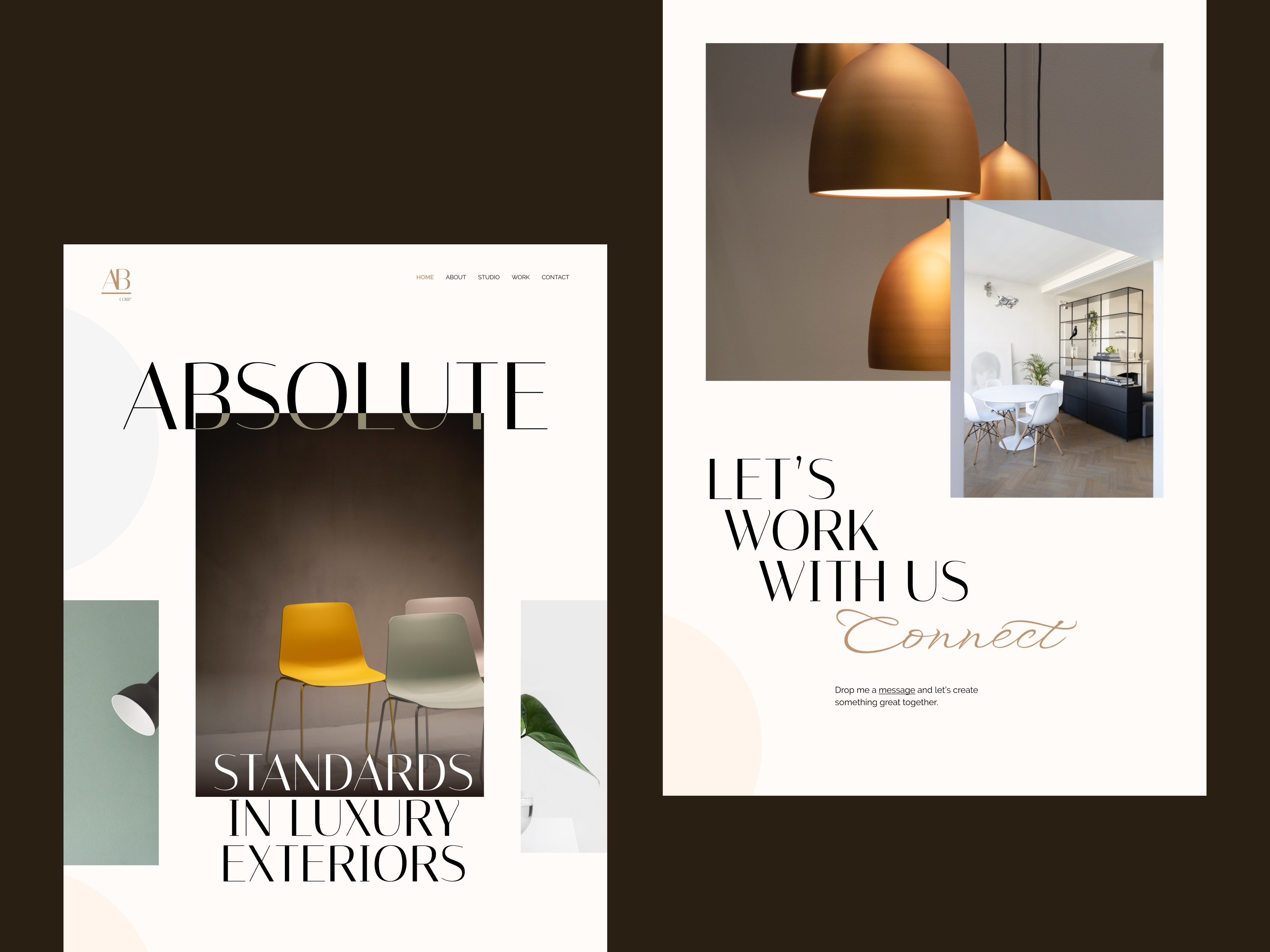 Interior designer's website concept branding brown clean concept design design fresh graphic design home home decor homepage house interaction design interior design landing page minimal typography ui ui design ux web