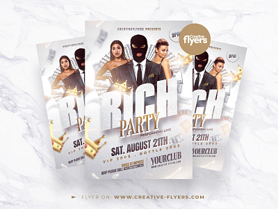 Nightclub Party Flyer Template (PSD) creative design flyer templates gangster graphic design hip hop nightclub party flyer photoshop poster psd flyer rich urban
