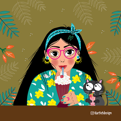 Falooda time with TUTU Illustration art artist artwork branding cat children book illustration childrens illustration colombo design designers drawing dribbble flat illustration graphic design illustration illustrator kids illustration motion graphics srilanka vector