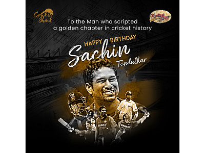 Cricket shack__Sachin birthday__SM Post adobe photoshop illustrator branding editing photo typography