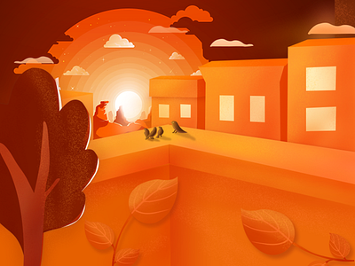 sunset illustration ui